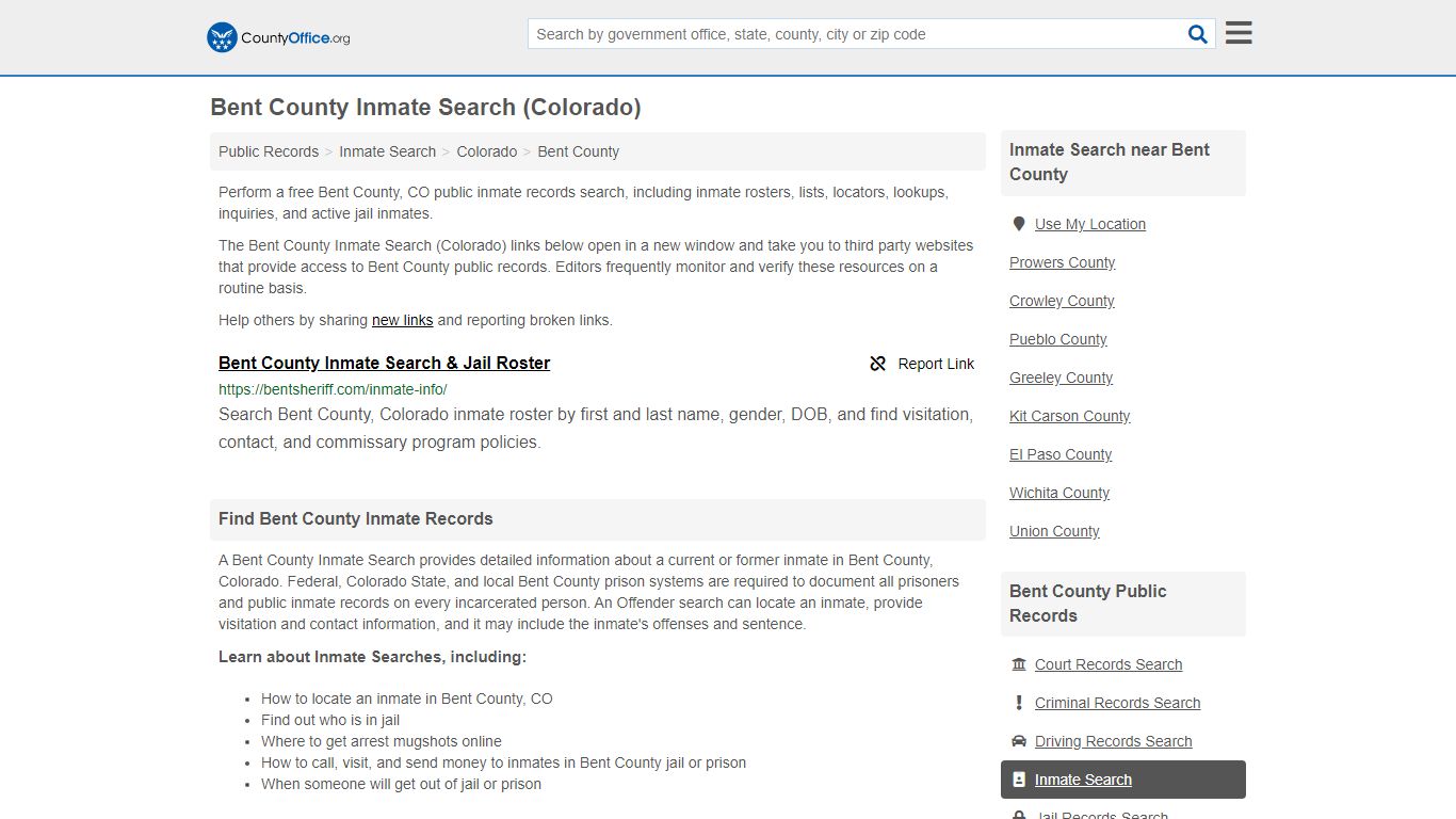 Inmate Search - Bent County, CO (Inmate Rosters & Locators)